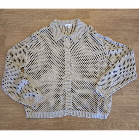 Beige Polo Knit Cardigan XL - Picture 1 of 7
